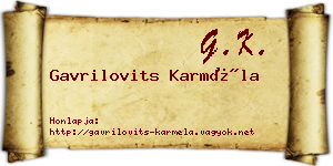 Gavrilovits Karméla névjegykártya